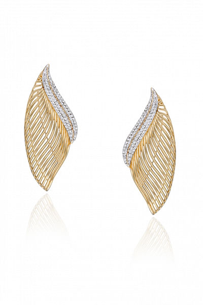Gold diamond mesh earrings