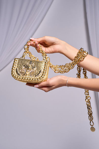 Gold embellished waist belt bag