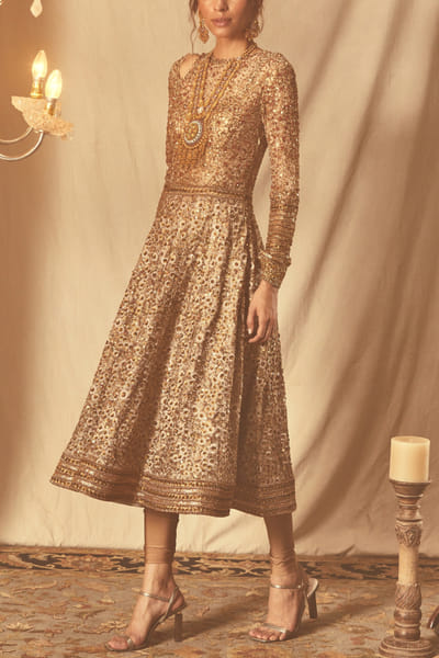 Gold embroidered anarkali