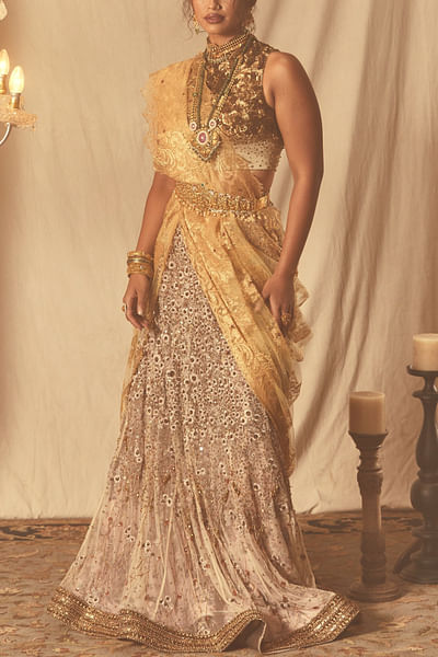 Gold embroidered lehenga