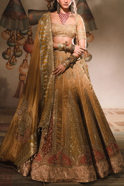 Gold embroidered lehenga set