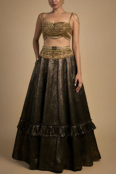 Gold embroidered lehenga set
