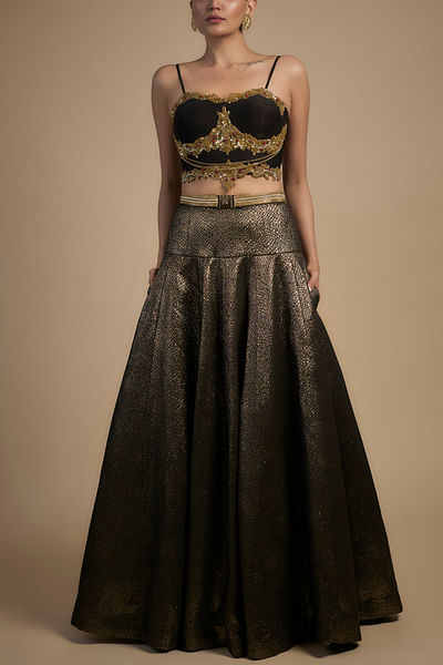 Gold embroidered lehenga set