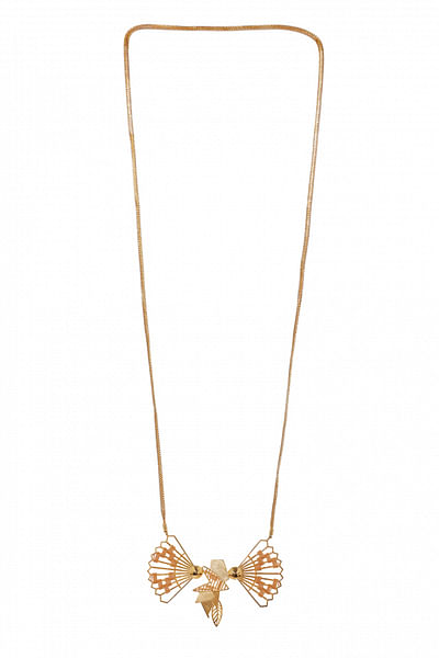 Gold fan necklace