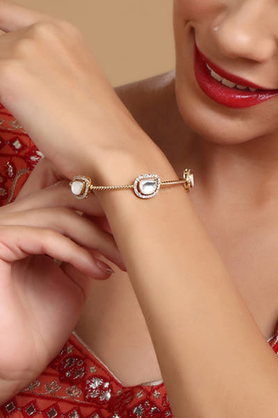 Gold faux kundan diamond bangle