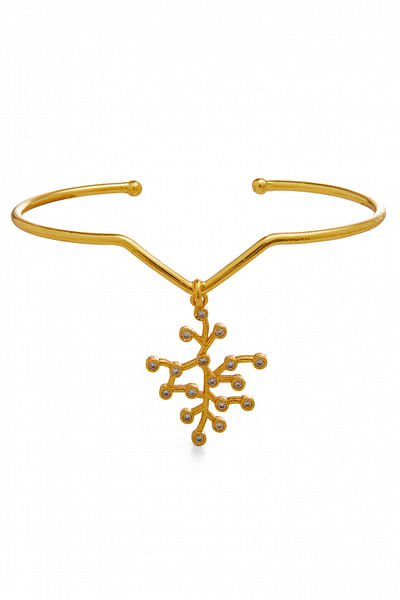 Gold geometric cubic zirconia bracelet