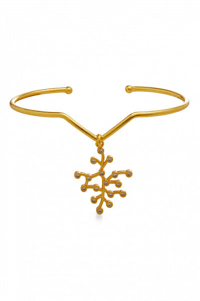 Gold geometric zirconia adjustable bracelet