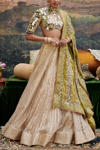 Gold gota work lehenga set