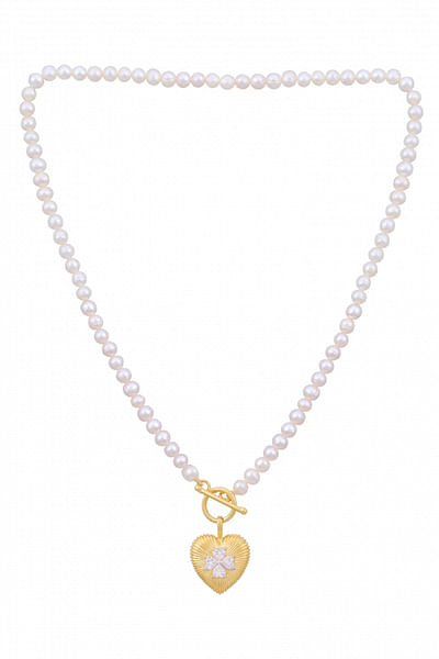 Gold heart cubic zirconia pendant necklace
