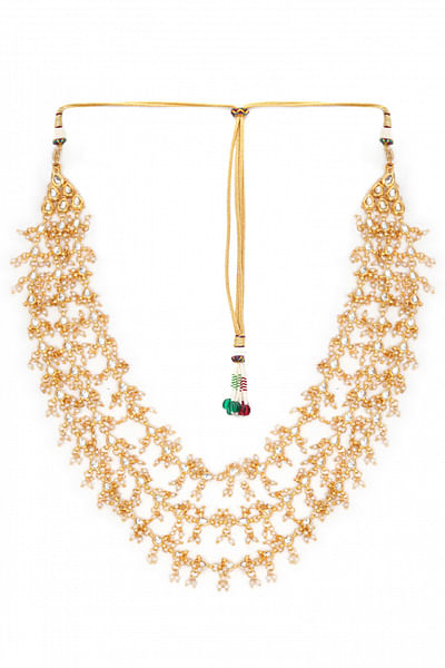 Gold kundan and pearl layered necklace