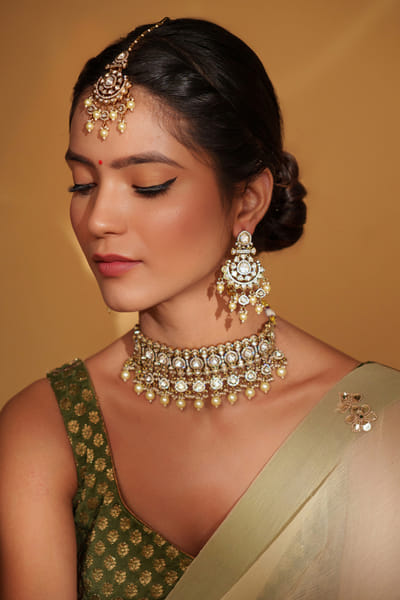 Gold kundan polki choker set