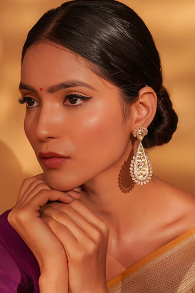 Gold kundan polki embellished danglers