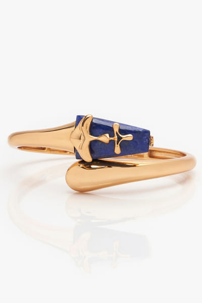 Gold lapis lazuli stone bangle