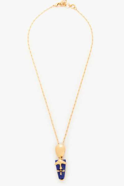 Gold lapis lazuli stone pendant