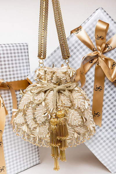 Gold leaf sequinned potli bag