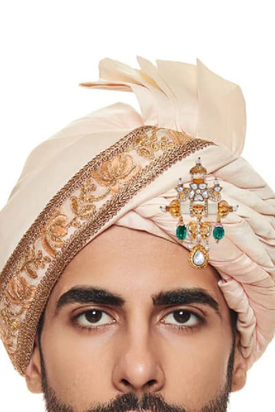 Gold meenakari kalangi brooch