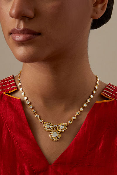 Gold mirror polki choker