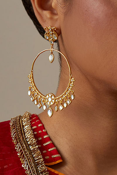 Gold mirror polki earrings