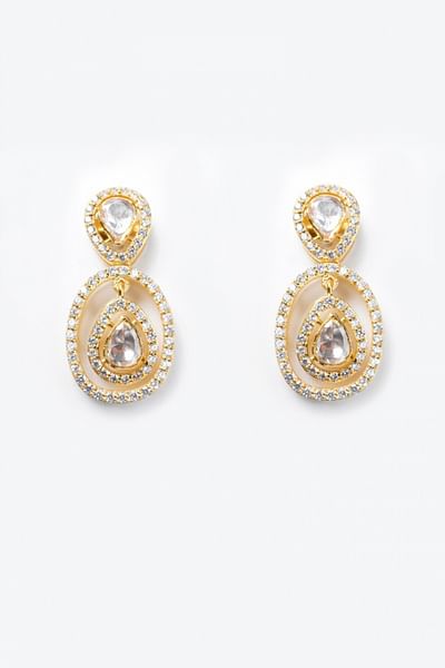 Gold moissanite polki earrings