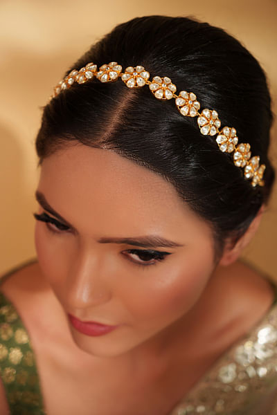 Gold moissanite sheesh patti
