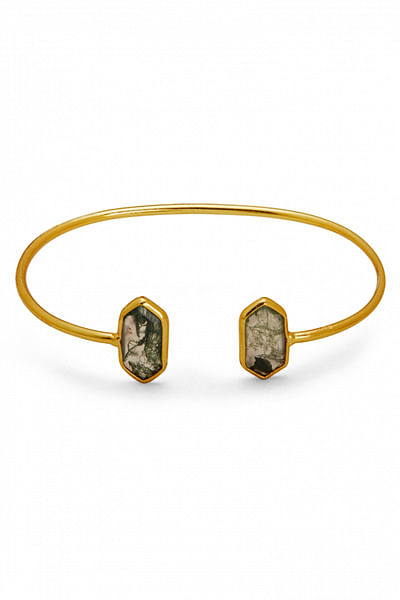 Gold moss agate adjustable bracelet