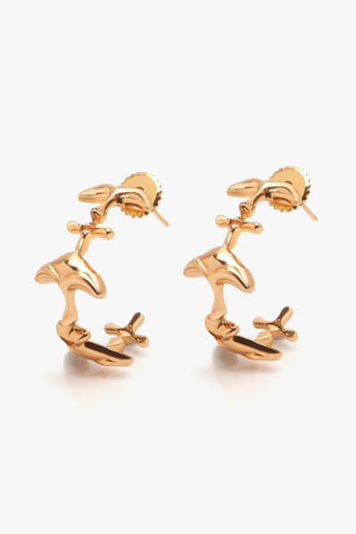 Gold mushroom half hoop earrings