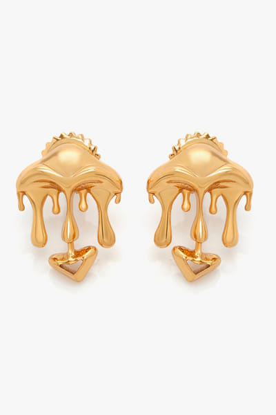 Gold mushroom stud earrings