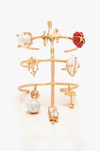 Gold pearl embellished handcuff