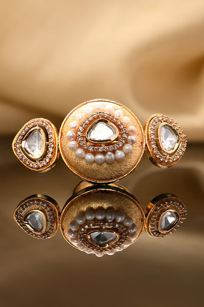 Gold polki and pearl ring