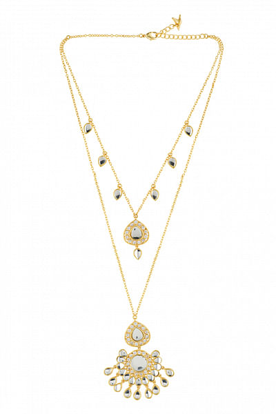 Gold polki layered chain necklace