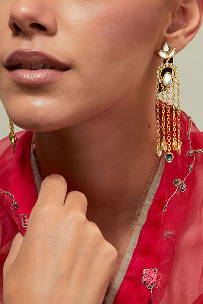 Gold polki mirror danglers