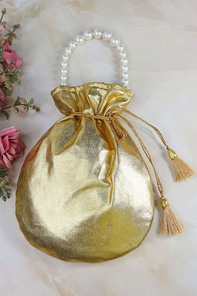 Gold rexine potli bag