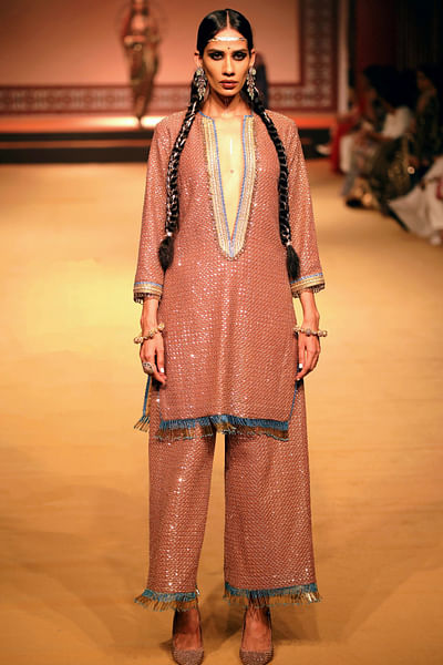 Gold sequin embroidered kurta set