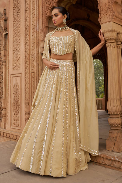 Gold sequin embroidered lehenga set