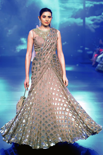 Gold sequin embroidered lehenga set