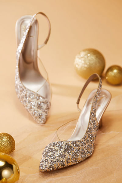 Gold shimmery heels