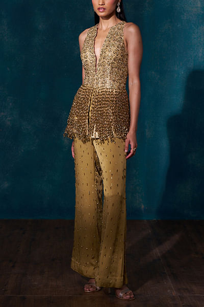Gold tasselled peplum set