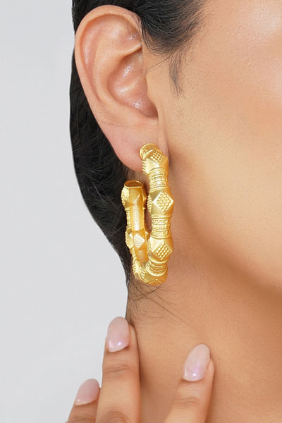 Gold textured hoops