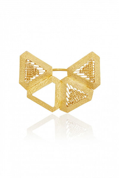 Gold triangle ring