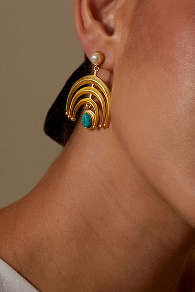 Gold turquoise danglers