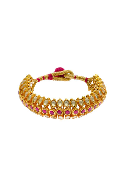 Golden and red polki bracelet