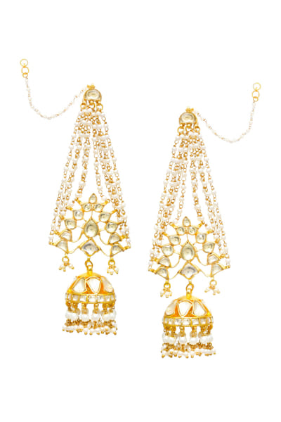 Golden kundan jhumkas