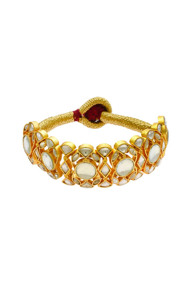 Golden kundan polki bracelet