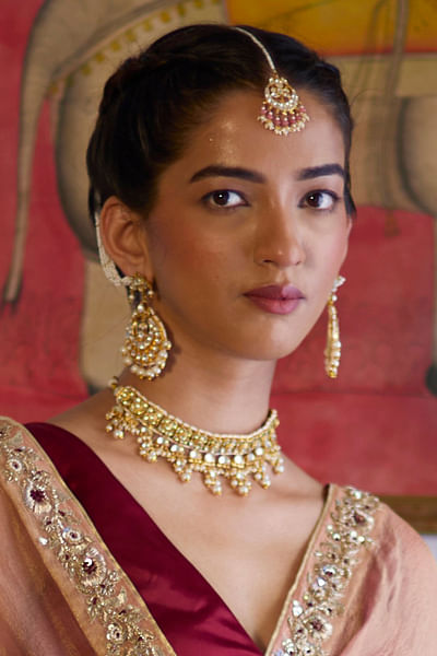 Golden polki kundan chandbalis