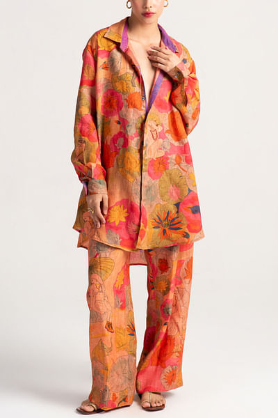 Grapefruit floral printed trouser