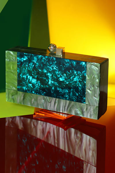 Green acrylic and resin clutch