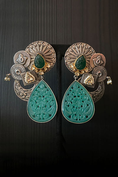Green and aqua semi-precious stone earrings