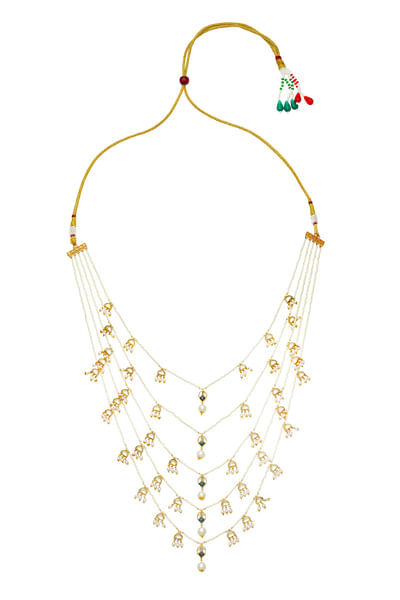 Green and gold layered necklace