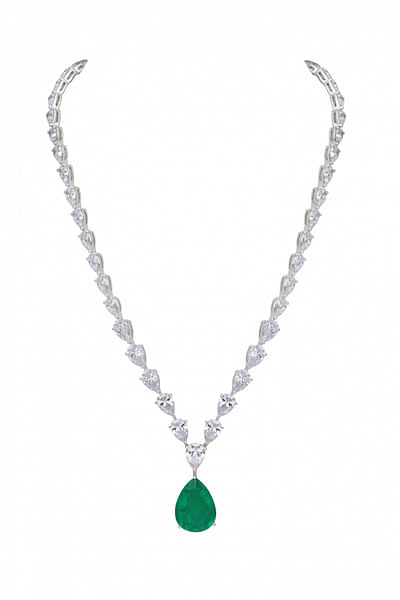Green and white Swarovski zirconia necklace
