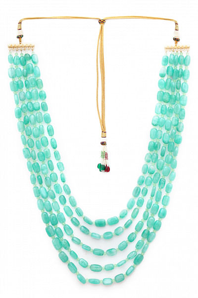 Green bead layered necklace
